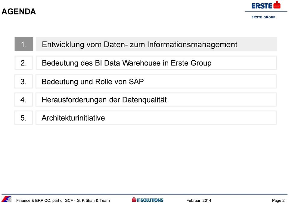 Bedeutung des BI Data Warehouse in Erste Group