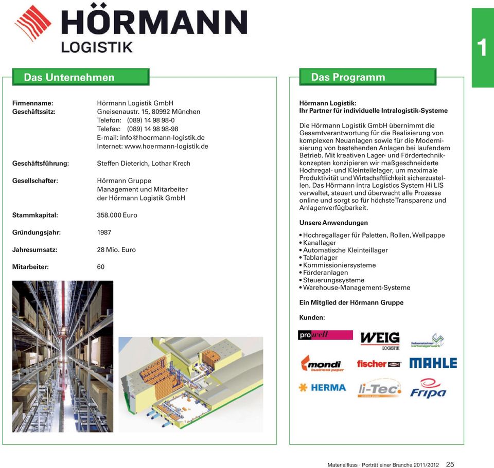 de Internet: www.hoermann-logistik.de Steffen Dieterich, Lothar Krech Hörmann Gruppe Management und Mitarbeiter der Hörmann Logistik GmbH 358.000 Euro 28 Mio.