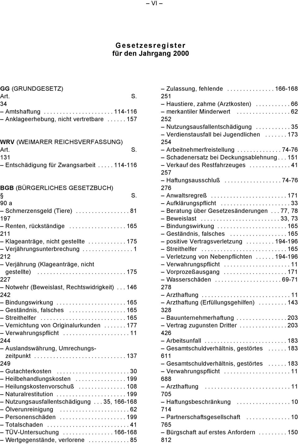 ..1 212 Verjährung (Klageanträge, nicht gestellte)...17 227 Notwehr (Beweislast, Rechtswidrigkeit)... 146 242 Bindungswirkung...16 Geständnis, falsches...16 Streithelfer.