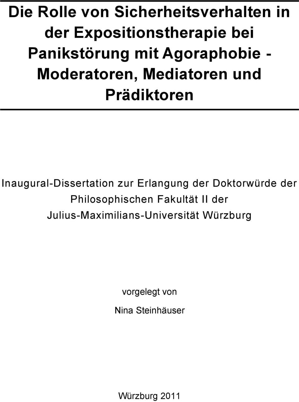Inaugural-Dissertation zur Erlangung der Doktorwürde der Philosophischen