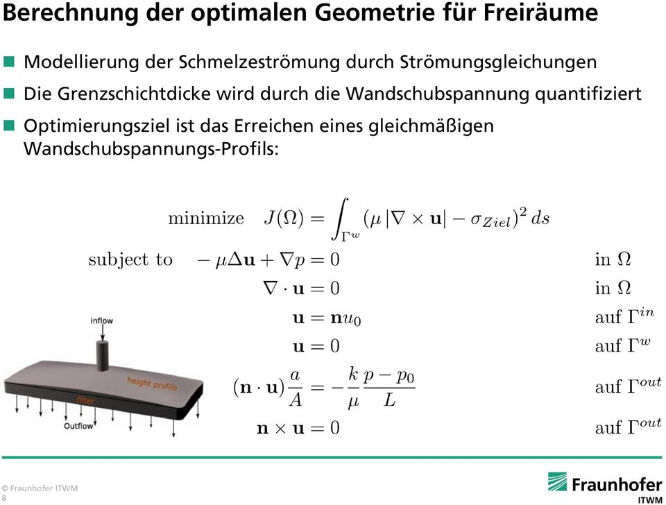 wird durch die Wandschubspannung quantifiziert Optimierungsziel