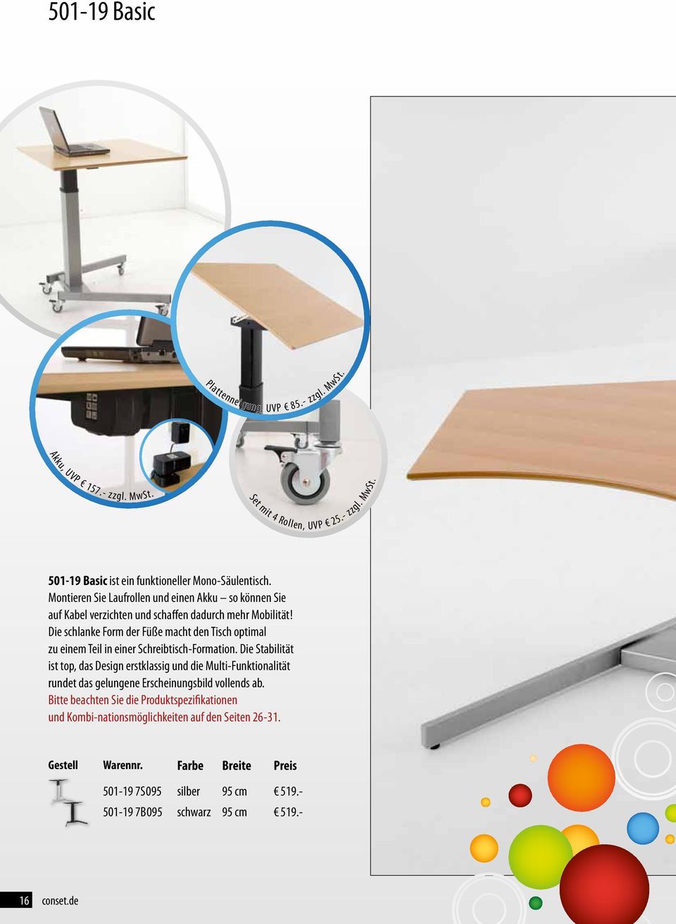 Die schlanke Form der Füße macht den Tisch optimal zu einem Teil in einer Schreibtisch-Formation.