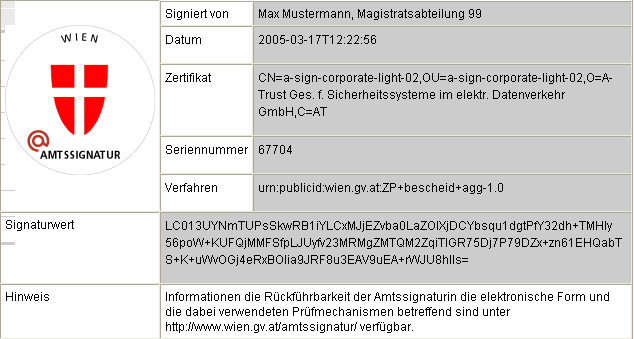 Amtssignatur EGov-G 2009 Pauer 57