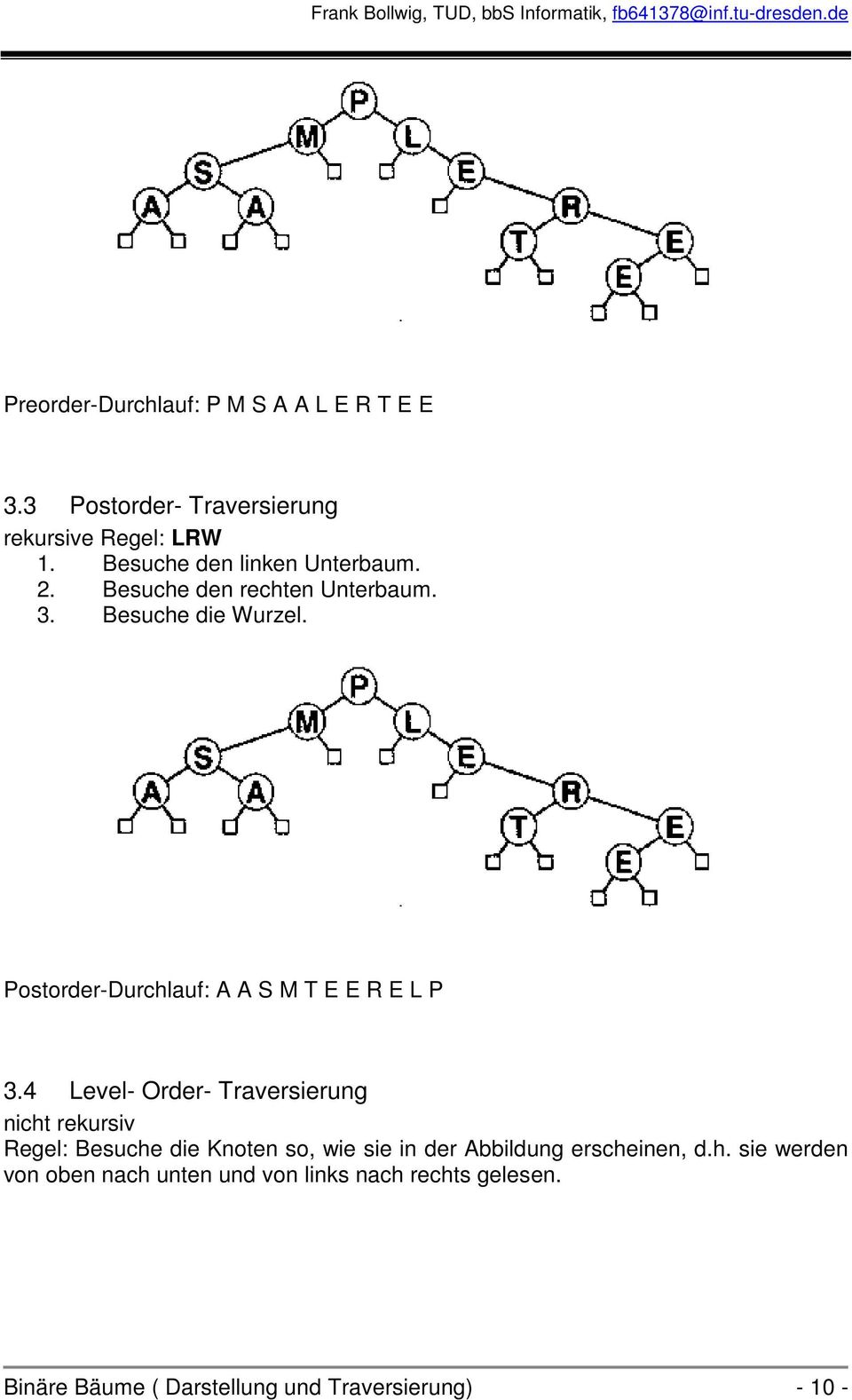 Postorder-Durchlauf: A A S M T E E R E L P 3.