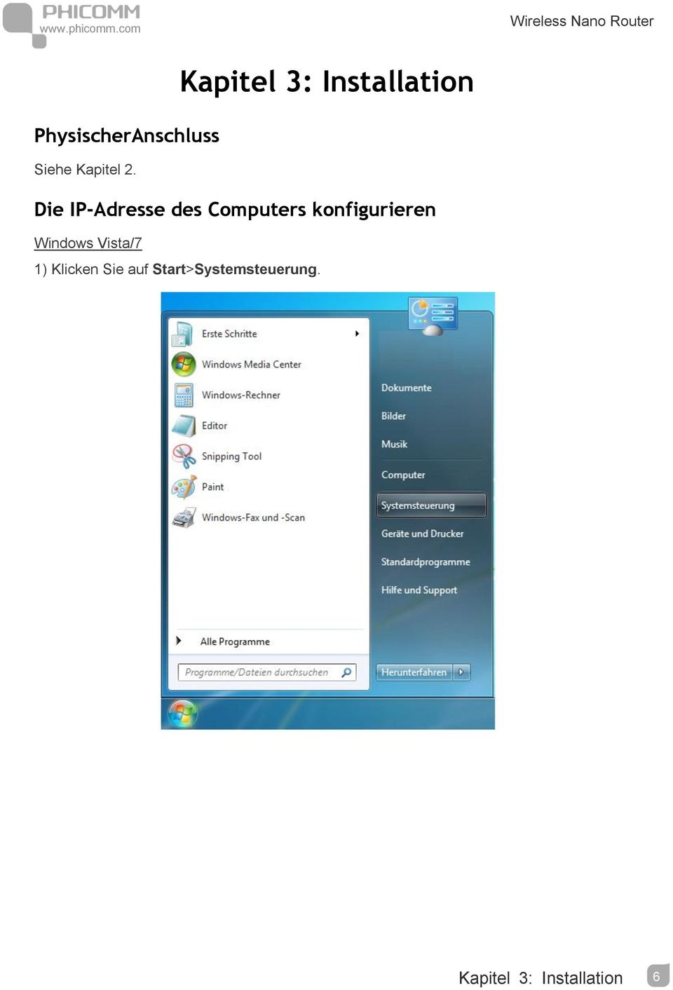 Computers konfigurieren Windows Vista/7 1)