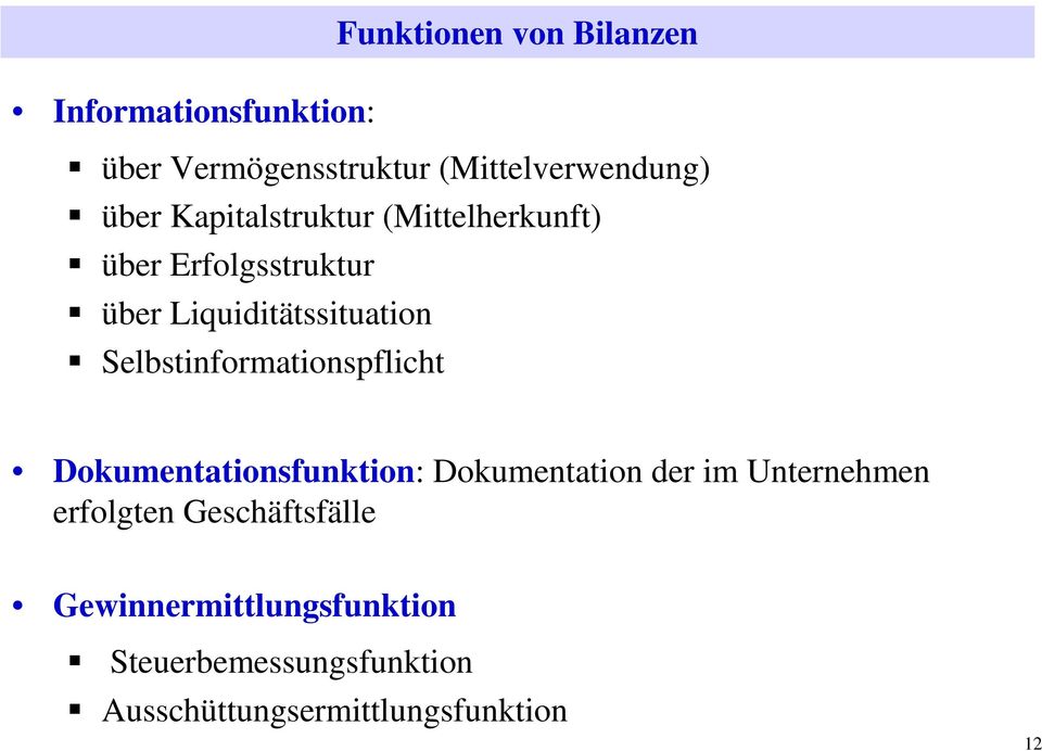 Selbstinformationspflicht Dokumentationsfunktion: Dokumentation der im Unternehmen