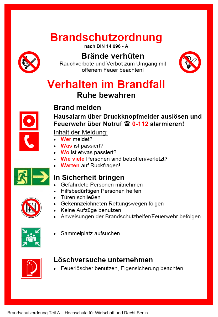 Brandschutzordnung Teil B B 1.