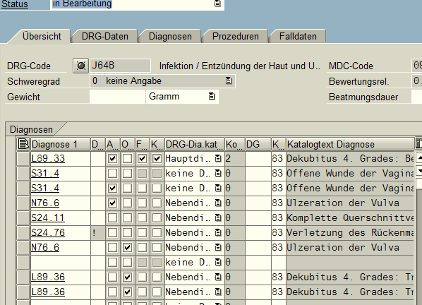 Kodierung DRG-AP: Beispiel Dekubitus Grad 4