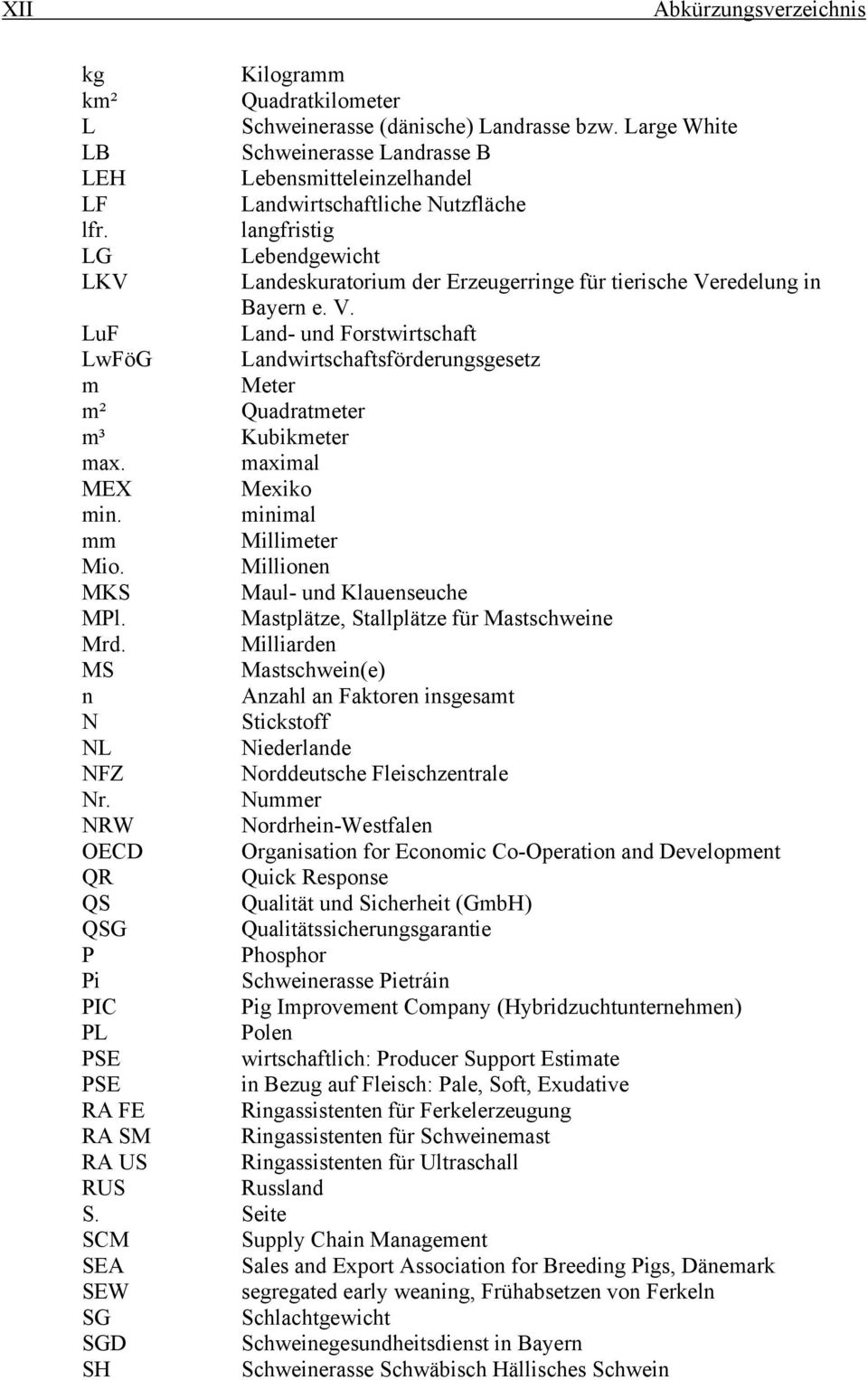 langfristig LG Lebendgewicht LKV Landeskuratorium der Erzeugerringe für tierische Veredelung in Bayern e. V. LuF Land- und Forstwirtschaft LwFöG Landwirtschaftsförderungsgesetz m Meter m² Quadratmeter m³ Kubikmeter max.