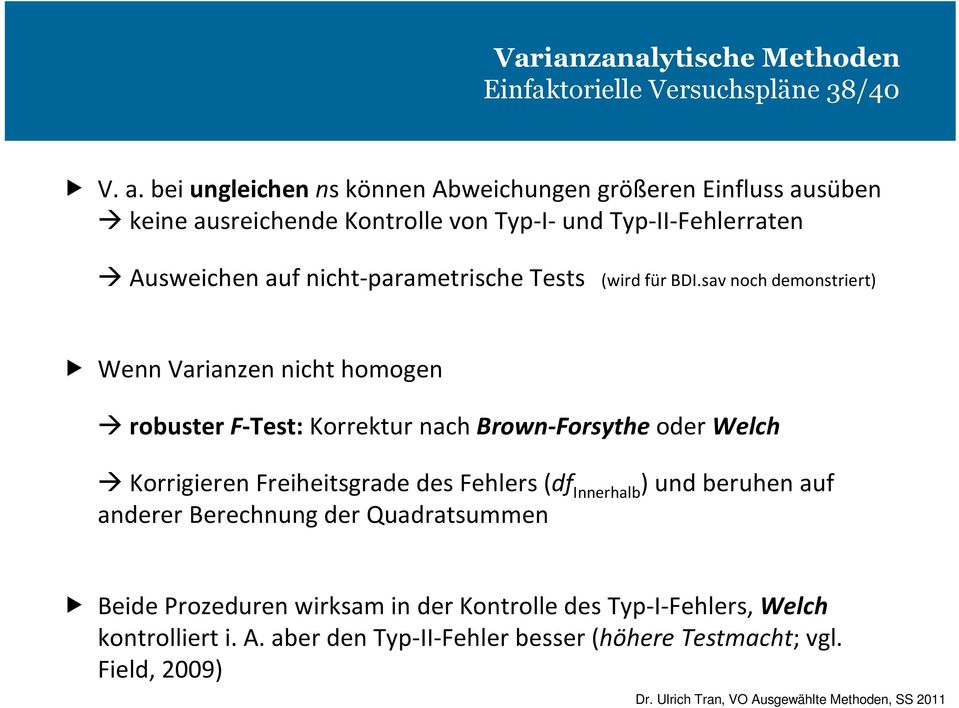 nicht-parametrische Tests (wird für BDI.