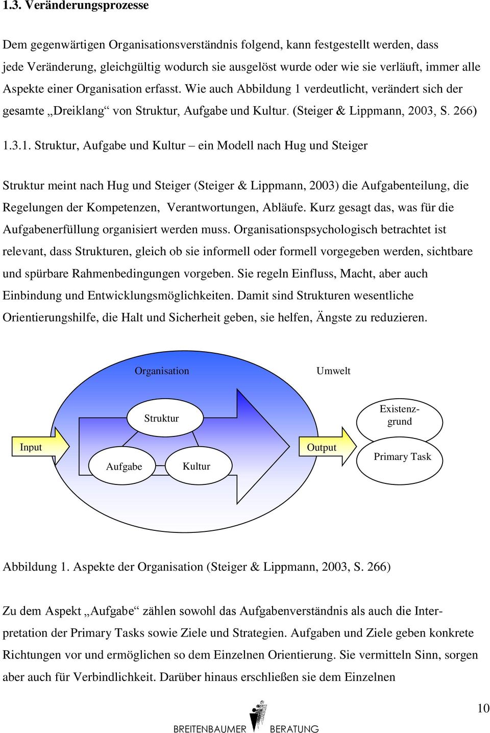 verdeutlicht, verändert sich der gesamte Dreiklang von Struktur, Aufgabe und Kultur. (Steiger & Lippmann, 2003, S. 266) 1.