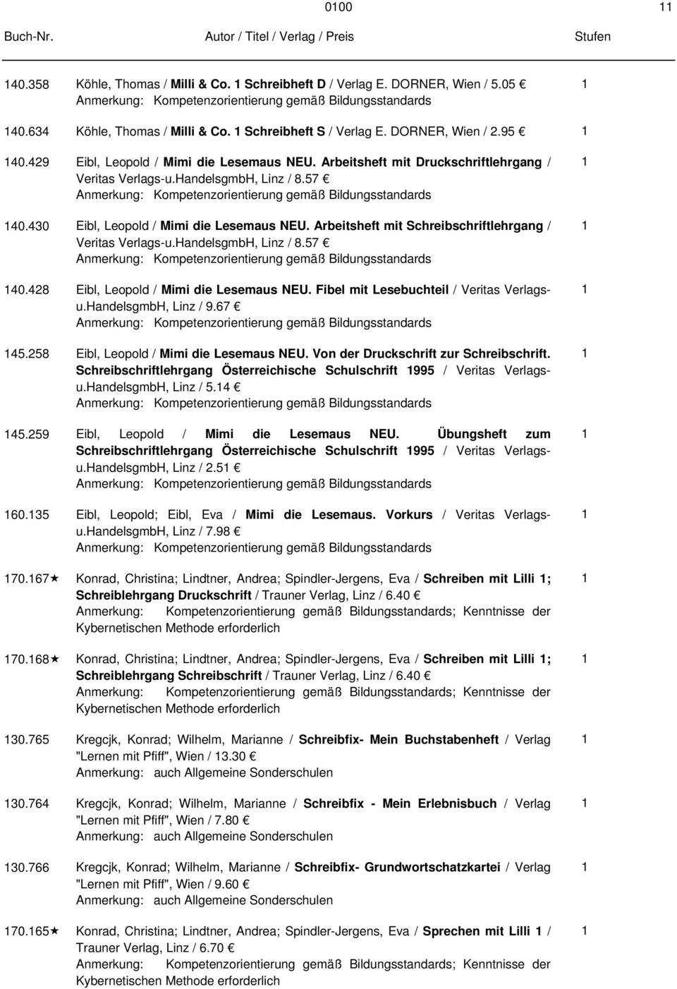 Arbeitsheft mit Schreibschriftlehrgang / Veritas Verlags-u.HandelsgmbH, Linz / 8.57 0.8 Eibl, Leopold / Mimi die Lesemaus NEU. Fibel mit Lesebuchteil / Veritas Verlagsu.HandelsgmbH, Linz / 9.67 5.