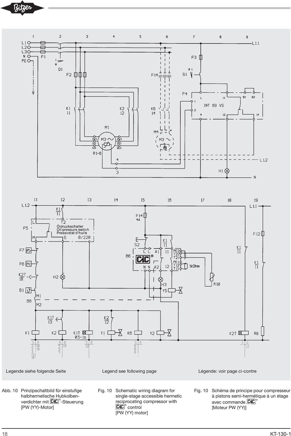 10 Schematic wiring diagram for single-stage accessible hermetic reciprocating compressor with control [PW