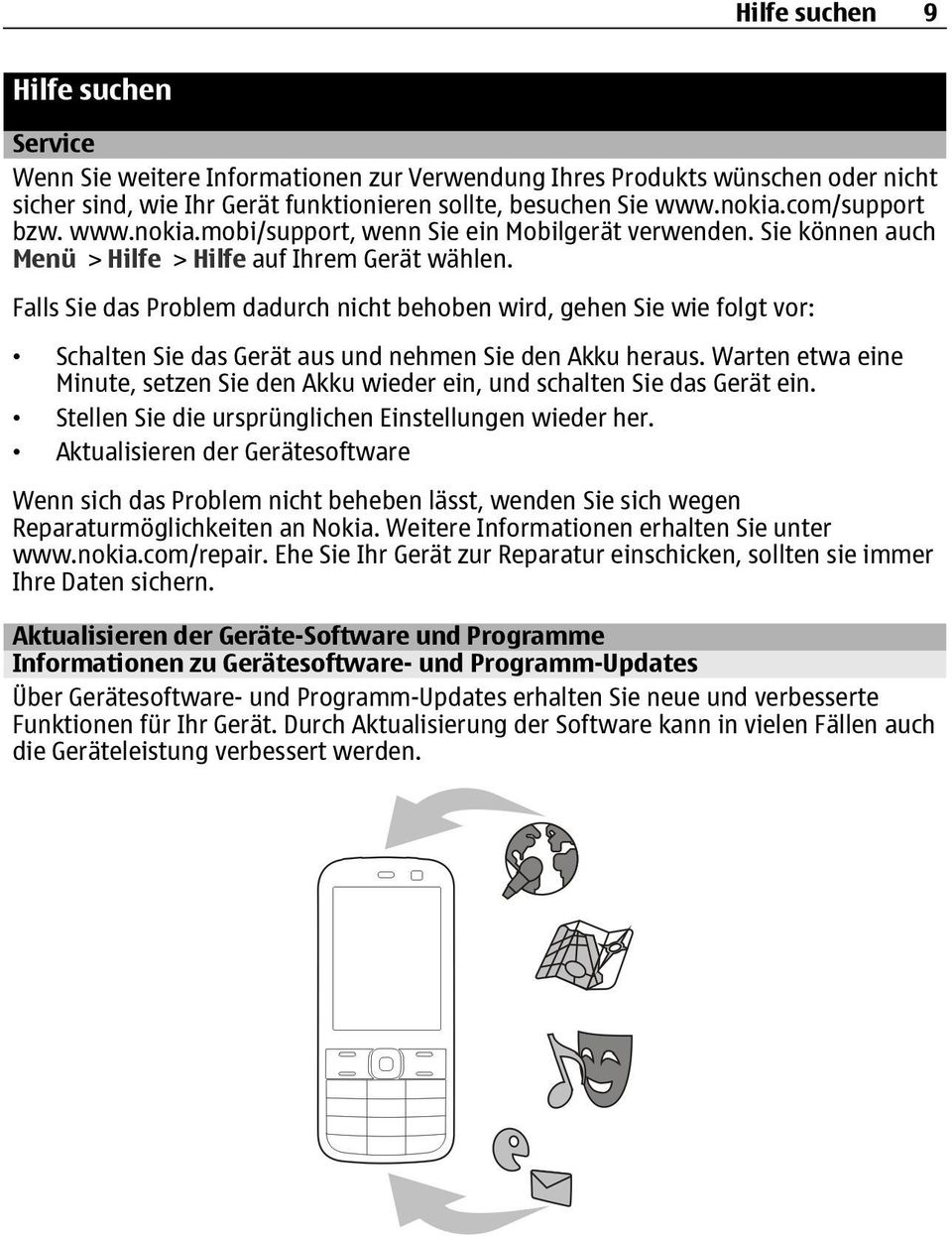 Falls Sie das Problem dadurch nicht behoben wird, gehen Sie wie folgt vor: Schalten Sie das Gerät aus und nehmen Sie den Akku heraus.