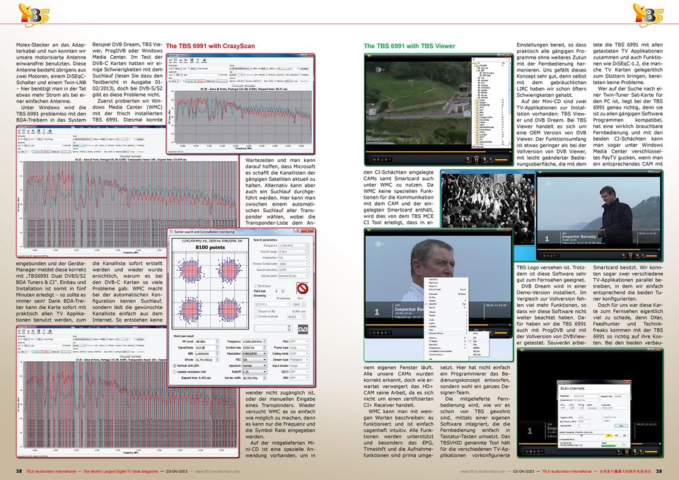 Unter Windows wird die TBS 6991 problemlos mit den BDA-Treibern in das System Beispiel DVB Dream, TBS Viewer, ProgDVB oder Windows Media Center.