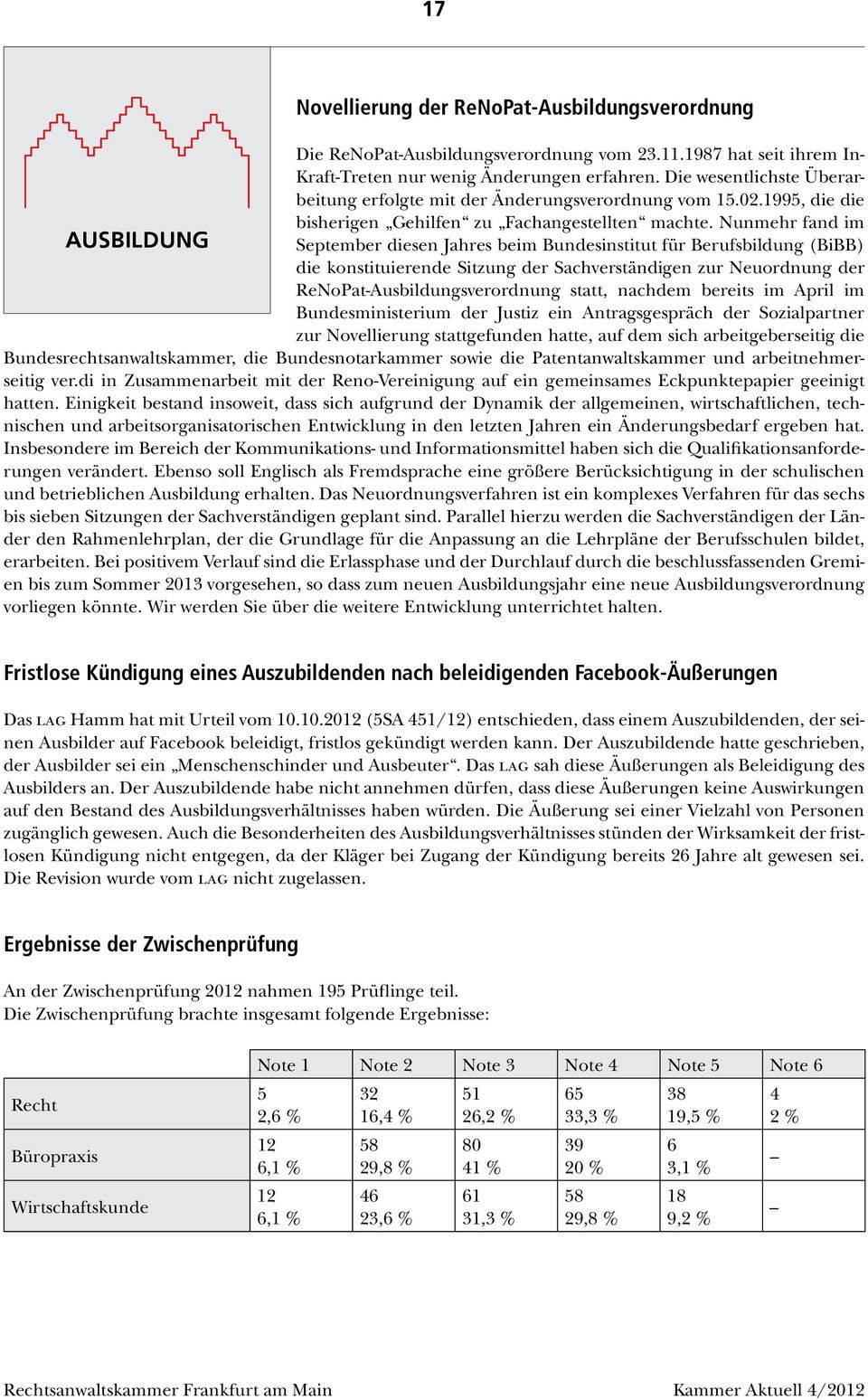 Nunmehr fand im September diesen Jahres beim Bundesinstitut für Berufsbildung (BiBB) die konstituierende Sitzung der Sachverständigen zur Neuordnung der ReNoPat-Ausbildungsverordnung statt, nachdem