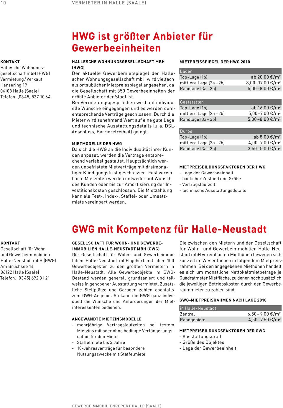 mit 350 Gewerbeeinheiten der größte Anbieter der Stadt ist. Bei Vermietungsgesprächen wird auf individuelle Wünsche eingegangen und es werden dementsprechende Verträge geschlossen.