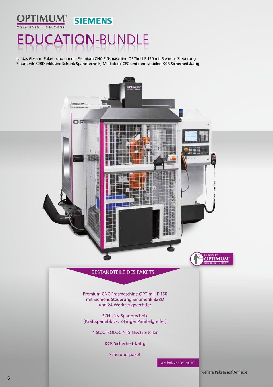 CNC-Fräsmaschine OPTImill F 150 mit Siemens Steuerung Sinumerik 828D und 24 Werkzeugwechsler SCHUNK Spanntechnik (Kraftspannblock,