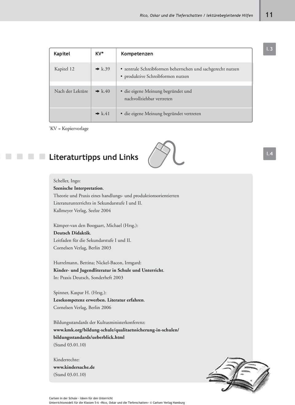 41 die eigene Meinung begründet vertreten * KV = Kopiervorlage Literaturtipps und Links Scheller, Ingo: Szenische Interpretation.