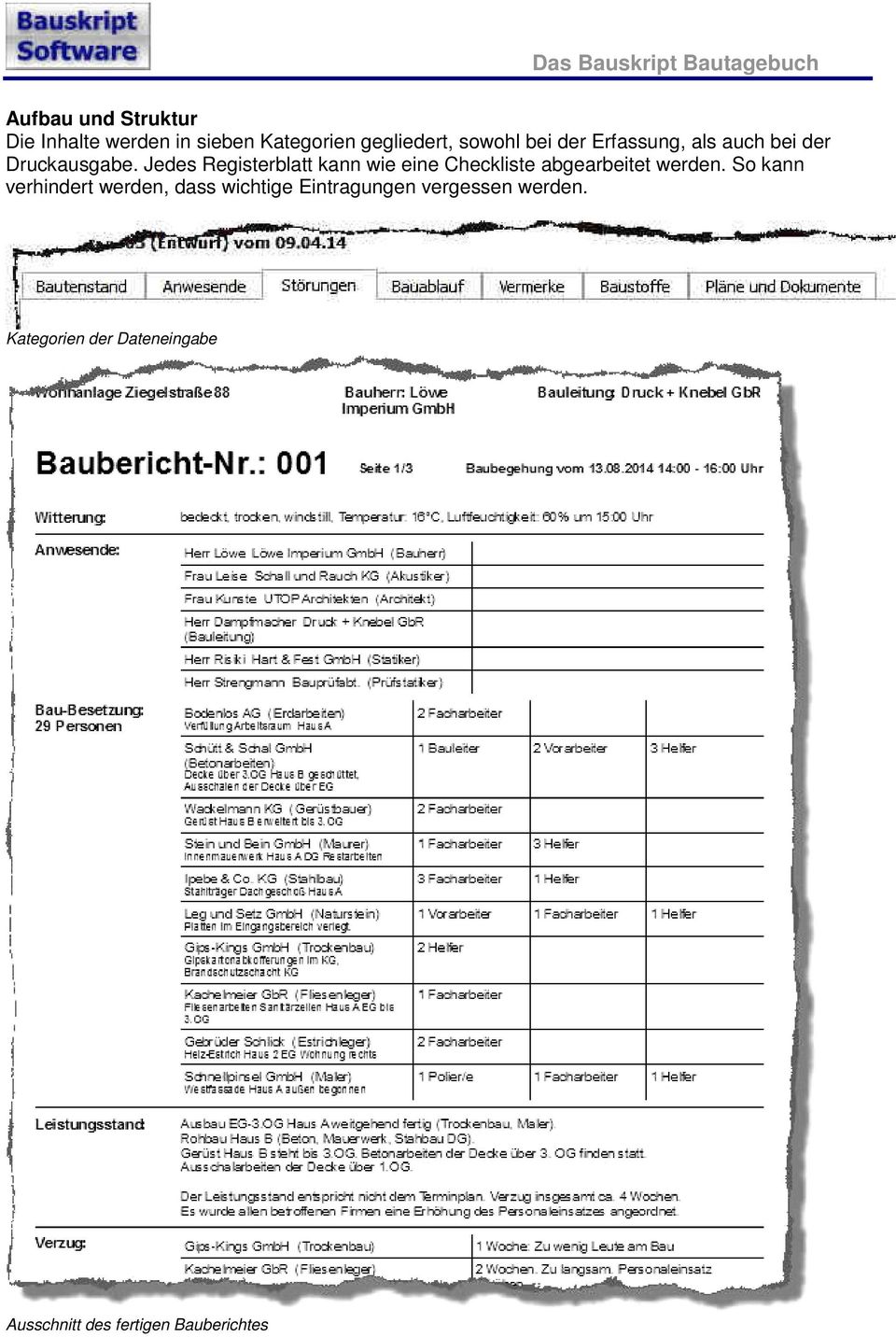 Jedes Registerblatt kann wie eine Checkliste abgearbeitet werden.