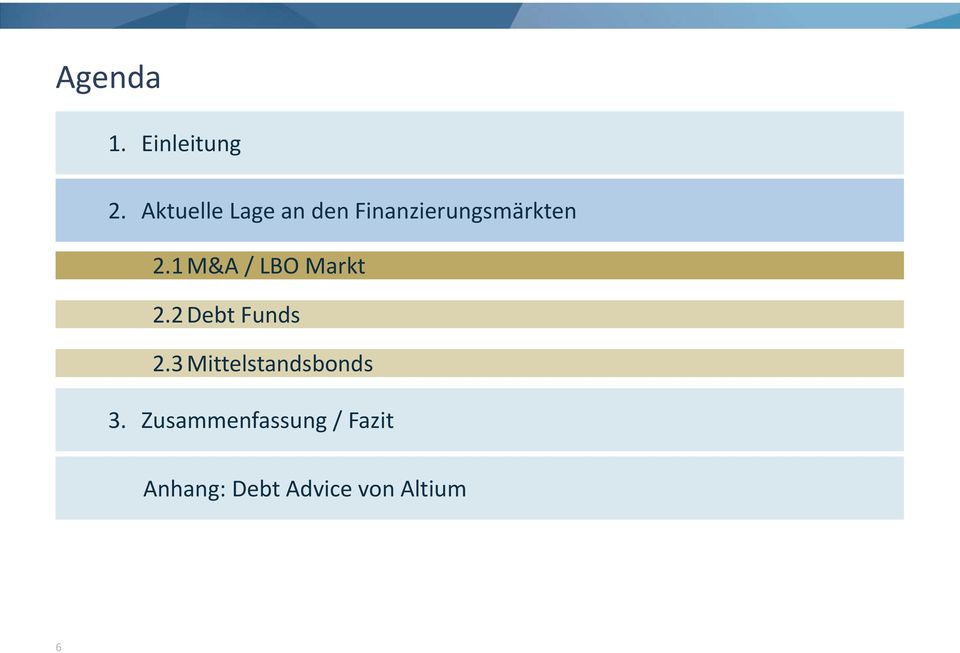 1 M&A / LBO Markt 2.2 Debt Funds 2.