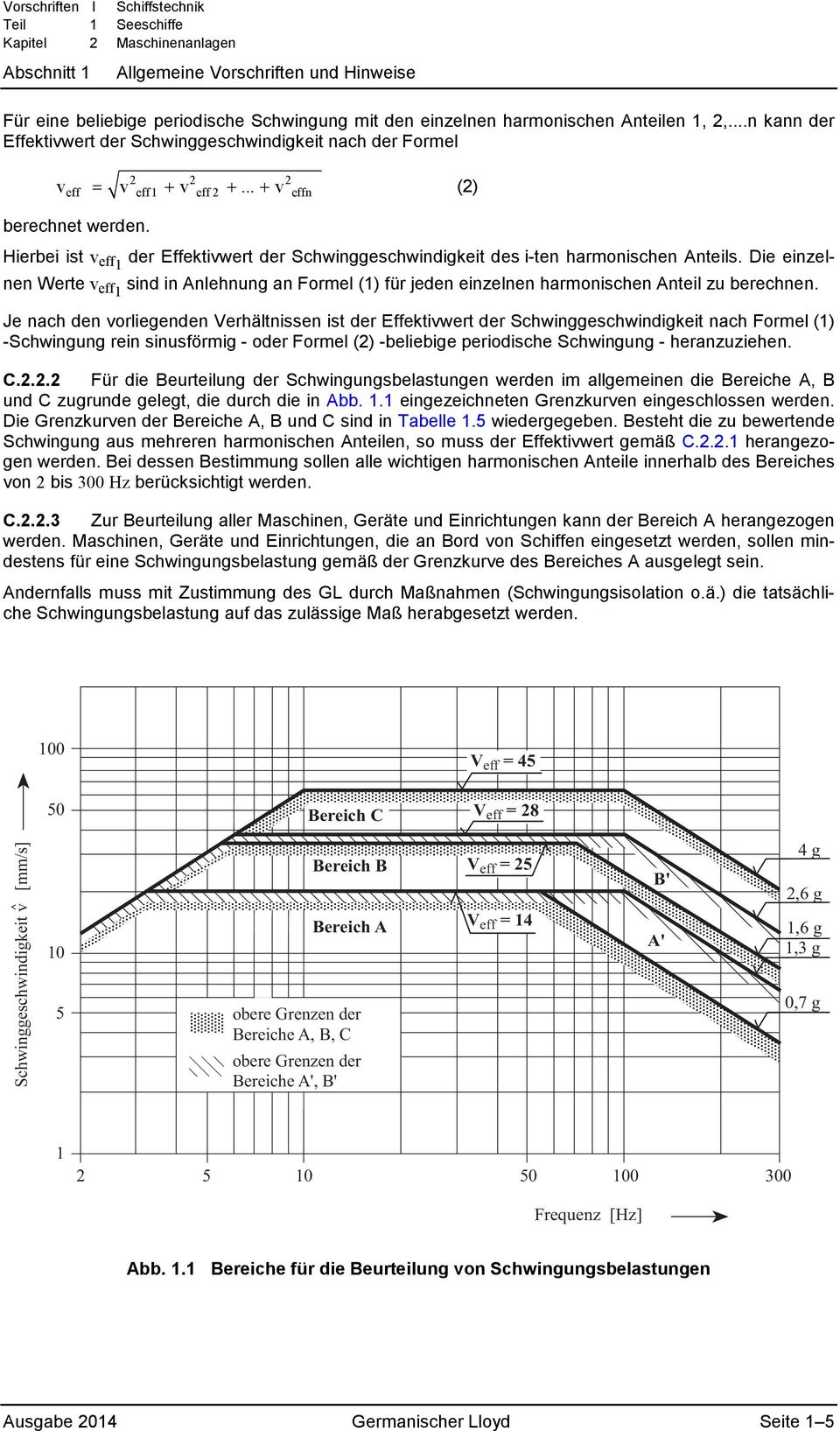 Hierbei ist v eff 1 der Effektivwert der Schwinggeschwindigkeit des i-ten harmonischen Anteils.