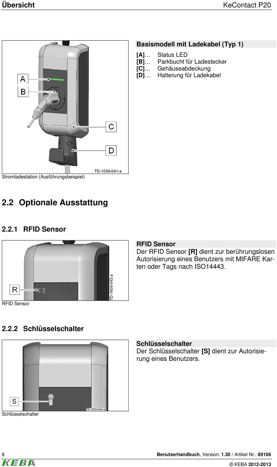2 Optionale Ausstattung 2.2.1 RFID Sensor RFID Sensor Der RFID Sensor [R] dient zur berührungslosen Autorisierung eines Benutzers mit