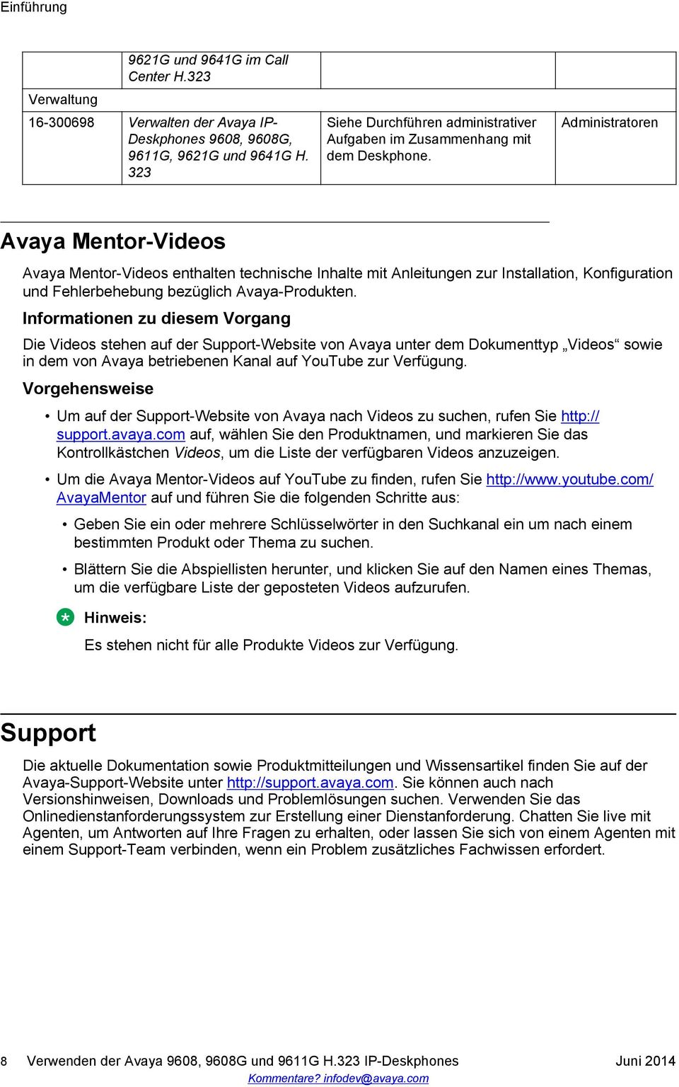 Administratoren Avaya Mentor-Videos Avaya Mentor-Videos enthalten technische Inhalte mit Anleitungen zur Installation, Konfiguration und Fehlerbehebung bezüglich Avaya-Produkten.