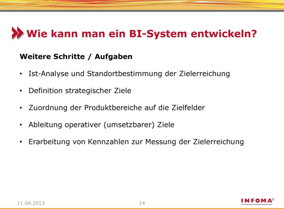 Zielerreichung Definition strategischer Ziele Zuordnung der Produktbereiche