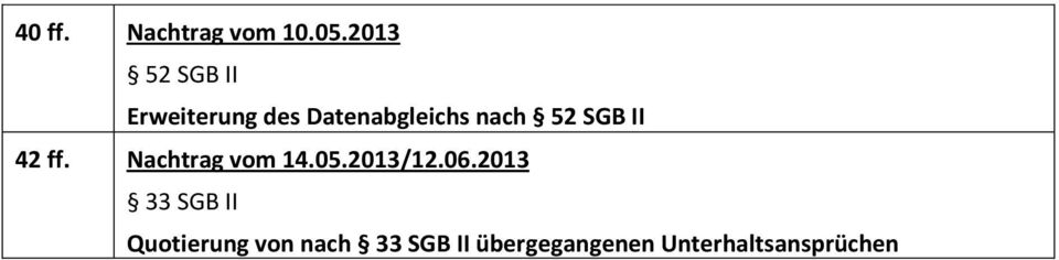 52 SGB II 42 ff. Nachtrag vom 14.05.2013/12.06.