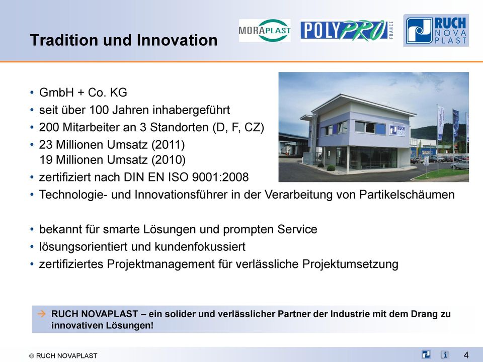 zertifiziert nach DIN EN ISO 9001:2008 Technologie- und Innovationsführer in der Verarbeitung von Partikelschäumen bekannt für smarte
