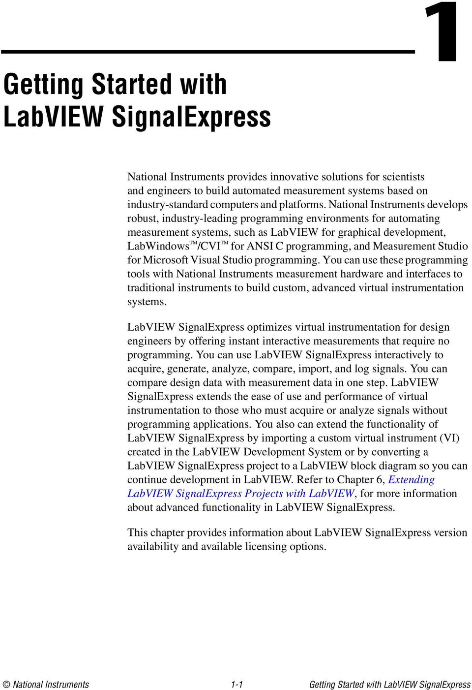 National Instruments develops robust, industry-leading programming environments for automating measurement systems, such as LabVIEW for graphical development, LabWindows /CVI for ANSI C programming,