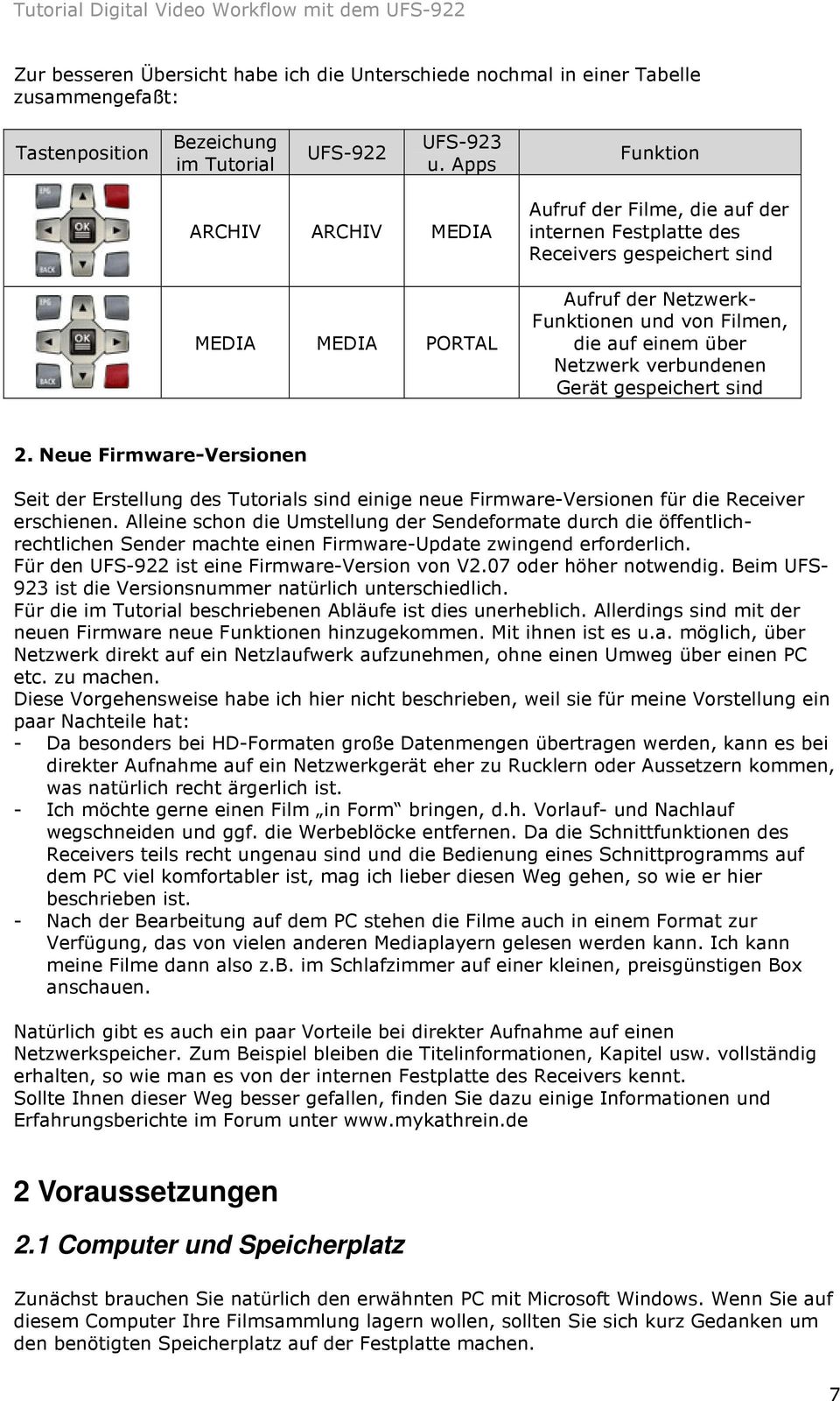 über Netzwerk verbundenen Gerät gespeichert sind 2. Neue Firmware-Versionen Seit der Erstellung des Tutorials sind einige neue Firmware-Versionen für die Receiver erschienen.