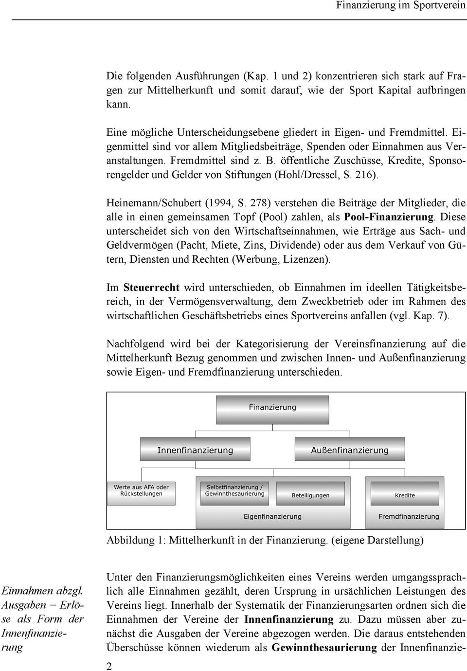 öffentliche Zuschüsse, Kredite, Sponsorengelder und Gelder von Stiftungen (Hohl/Dressel, S. 216). Heinemann/Schubert (1994, S.