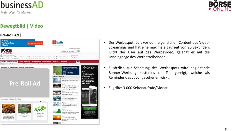 Klickt der User auf das Werbevideo, gelangt er auf die Landingpage des Werbetreibenden.