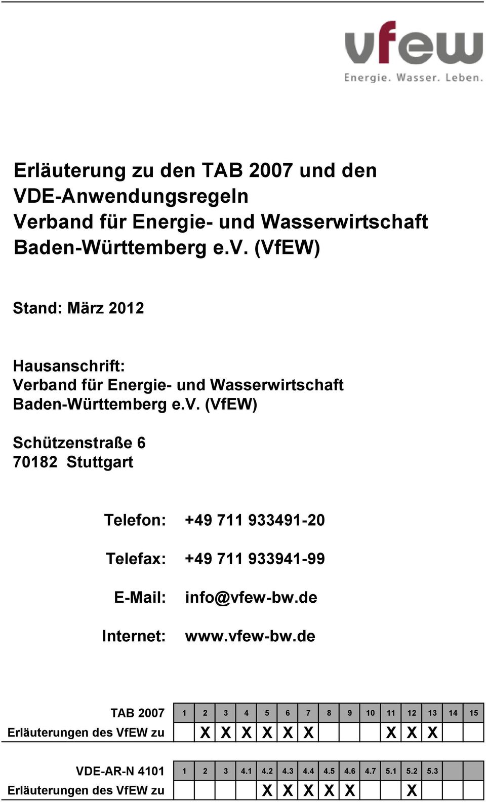 (VfEW) Schützenstraße 6 70182 Stuttgart Telefon: +49 711 933491-20 Telefax: +49 711 933941-99 E-Mail: Internet: info@vfew-bw.de www.