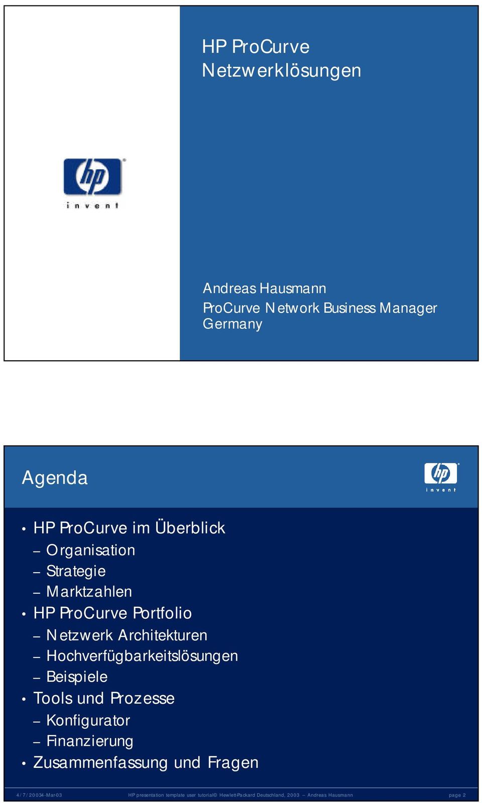 Marktzahlen HP ProCurve Portfolio Netzwerk Architekturen