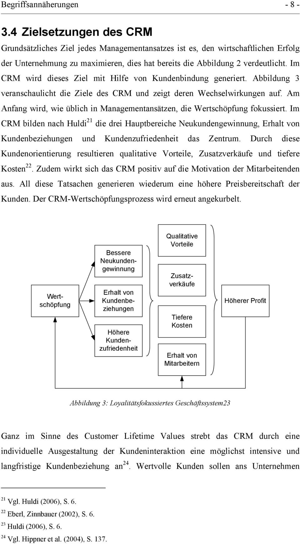 Im CRM wird dieses Ziel mit Hilfe von Kundenbindung generiert. Abbildung 3 veranschaulicht die Ziele des CRM und zeigt deren Wechselwirkungen auf.