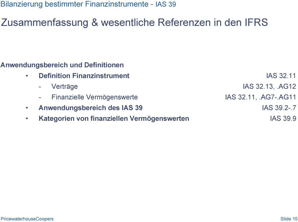 IAS 32.11 - Verträge IAS 32.13,.AG12 - Finanzielle Vermögenswerte IAS 32.11,.AG7-.