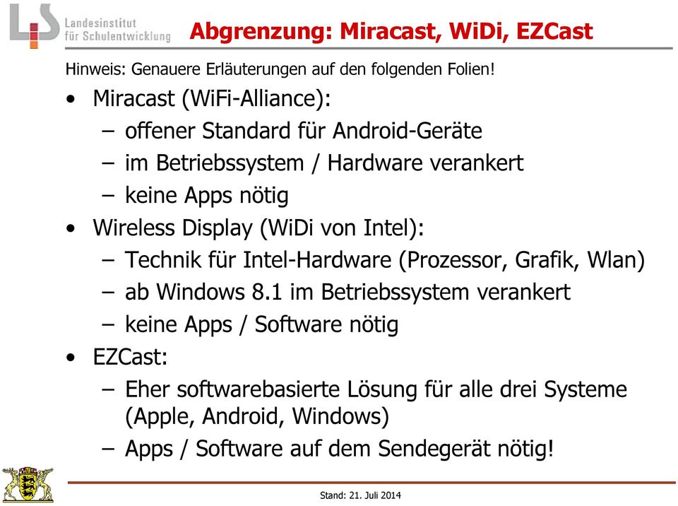 Wireless Display (WiDi von Intel): Technik für Intel-Hardware (Prozessor, Grafik, Wlan) ab Windows 8.