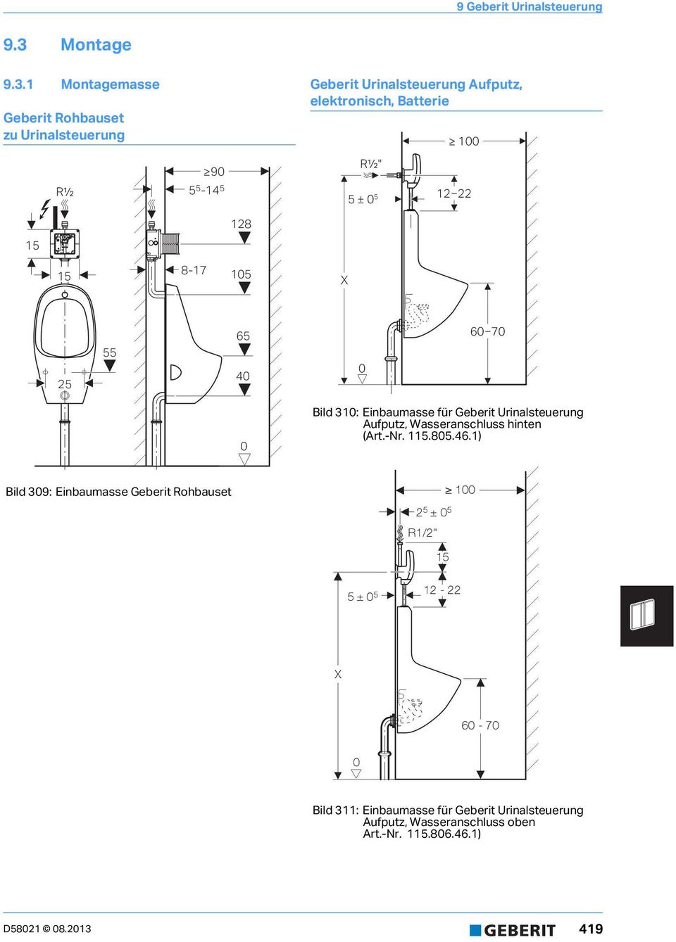 Urinalsteuerung Aufputz, Wasseranschluss hinten (Art.-Nr. 5.805.46.