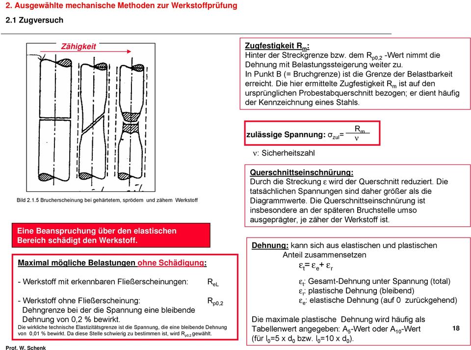 Die hier ermittelte Zugfestigkeit R m ist auf den ursprünglichen Probestabquerschnitt bezogen; er dient häufig der Kennzeichnung eines Stahls.