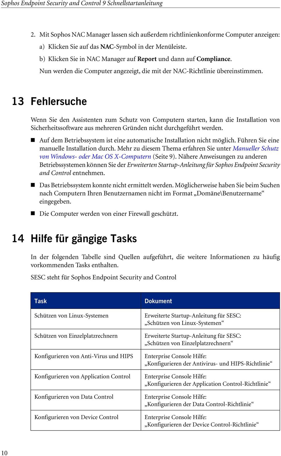 13 Fehlersuche Wenn Sie den Assistenten zum Schutz von Computern starten, kann die Installation von Sicherheitssoftware aus mehreren Gründen nicht durchgeführt werden.