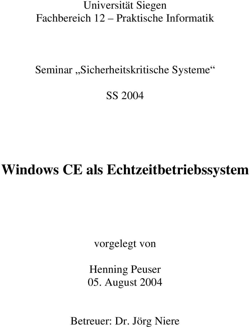 2004 Windows CE als Echtzeitbetriebssystem