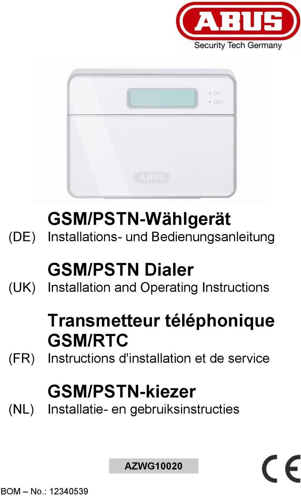 téléphonique GSM/RTC (FR) Instructions d'installation et de service