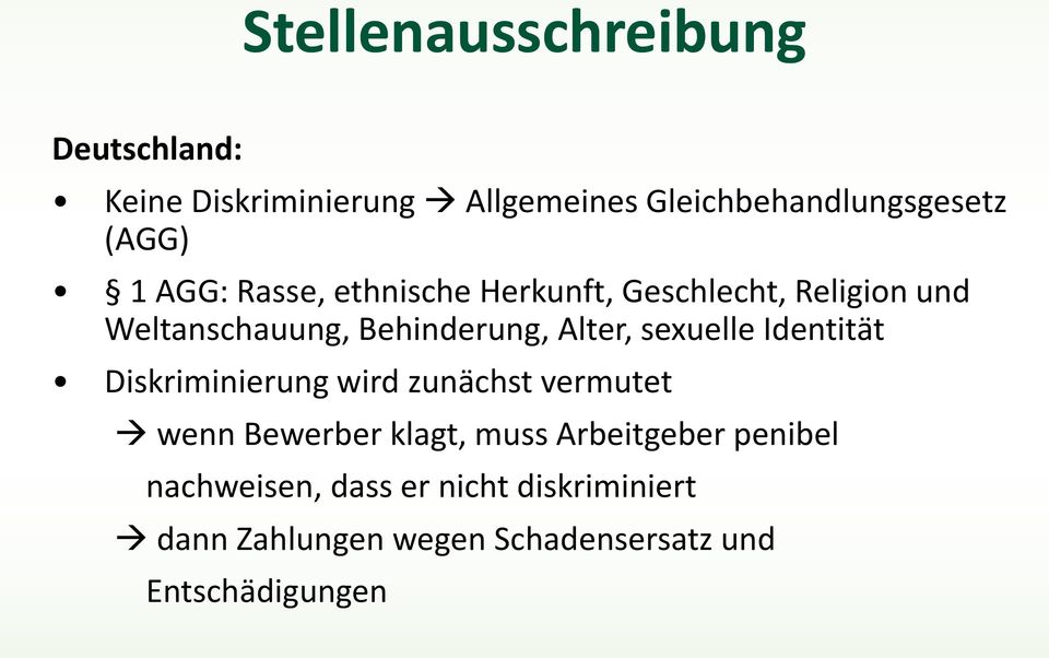 sexuelle Identität Diskriminierung wird zunächst vermutet wenn Bewerber klagt, muss Arbeitgeber