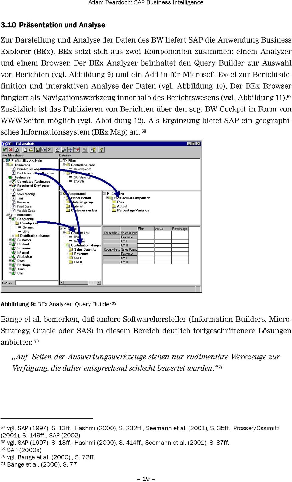 Abbildung 9) und ein Add-in für Microsoft Excel zur Berichtsdefinition und interaktiven Analyse der Daten (vgl. Abbildung 10).