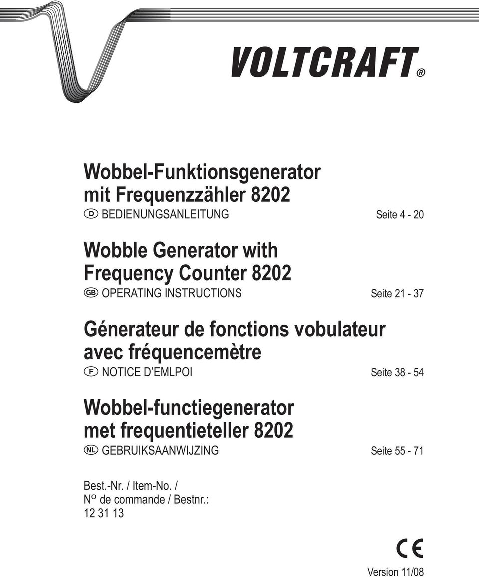 vobulateur avec fréquencemètre NOTICE D EMLPOI Seite 38-54 Wobbel-functiegenerator met