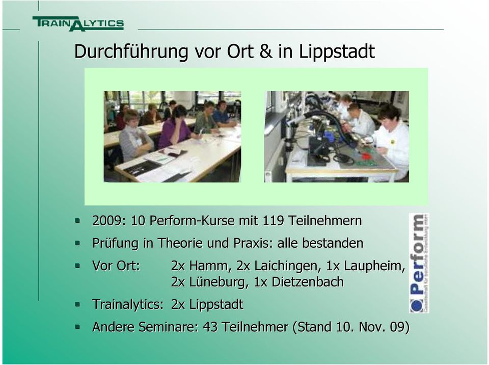 Trainalytics: 2x Lippstadt 2x Hamm, 2x Laichingen, 1x Laupheim, 2x