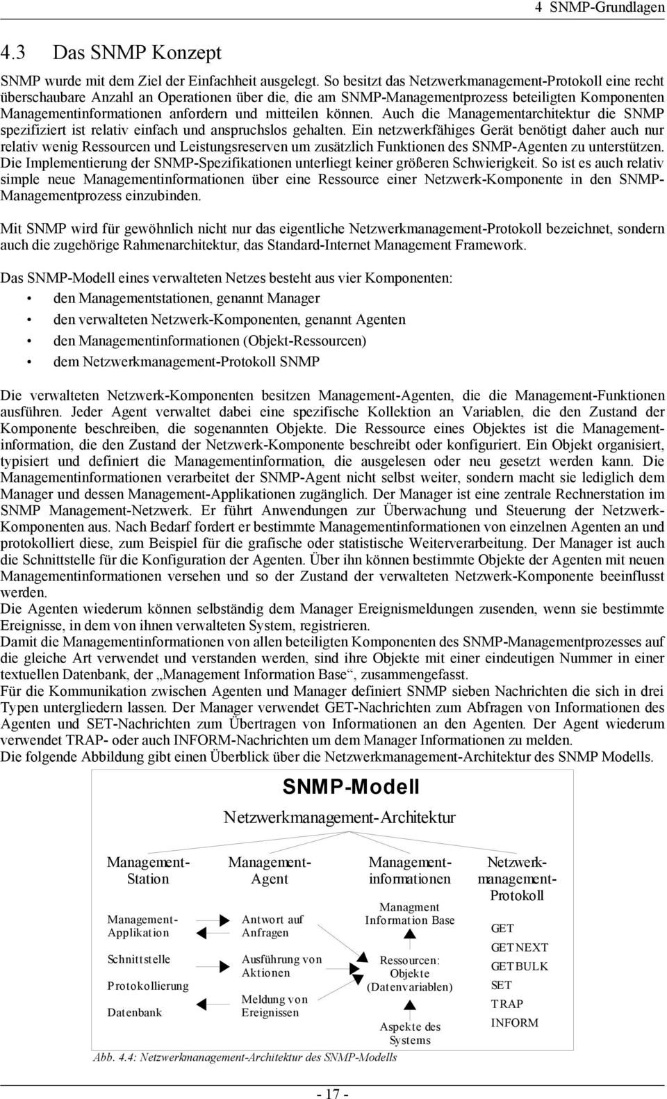 mitteilen können. Auch die Managementarchitektur die SNMP spezifiziert ist relativ einfach und anspruchslos gehalten.